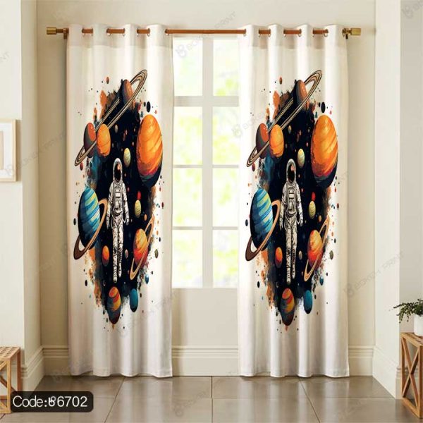 پرده طرح فضانورد کهکشان سیاره کد 6702 با طراحی فضایی جذاب از فضانورد و سیارات در کهکشان