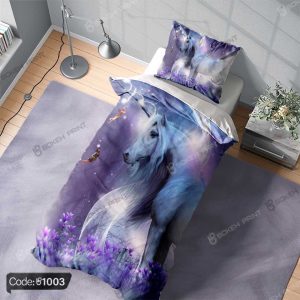 "روتختی طرح اسب تک‌شاخ یونیکورن کد 1003 – طراحی فانتزی و رؤیایی برای اتاق کودک و نوجوان، آماده ارسال"