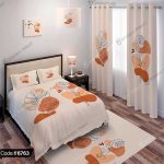 ست اکسسوری اتاق خواب با طرح گل مینیمال و رنگ‌های ملایم، مناسب دکوراسیون مدرن – کد 6763