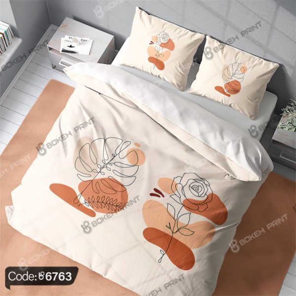BED-6763 روتختی مینیمال با طرح گلهای ظریف و ساده، مناسب دکوراسیون مدرن و آرامشبخش - کد 6763