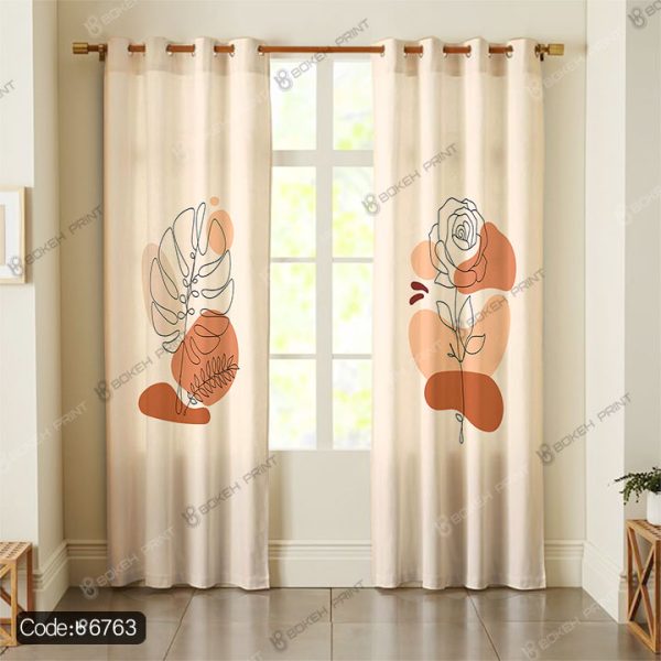 پرده مینیمال با طرح گل‌های ظریف و ساده، مناسب دکوراسیون مدرن و آرامش‌بخش - کد 6763