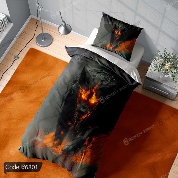 روتختی طرح گرگ سیاه Black Wolf کد 6801 با طراحی مدرن و پرجزئیات و رنگ‌بندی تاریک