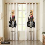 پرده طرح تدی کد 6814 با تصویر عروسک تدی تکیه داده بر موتورسیکلت و نوشته Street Rider