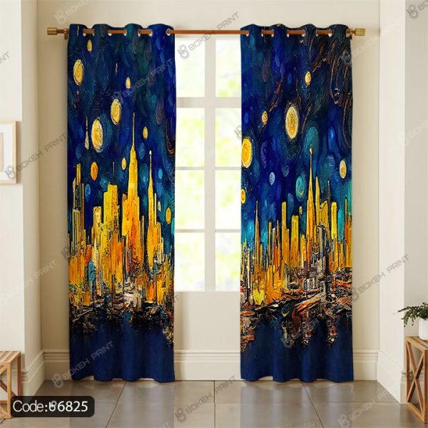 پرده طرح نقاشی ونگوک کد 6825 با الهام از آثار مشهور هنرمند ونگوک و رنگ‌های زنده