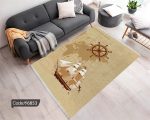 فرش طرح سکان و کشتی کد 6853 با طراحی دریایی خاص